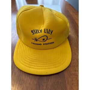 Vintage “Silly Lily Fishing Station” Yellow Trucker Hat – Snapback